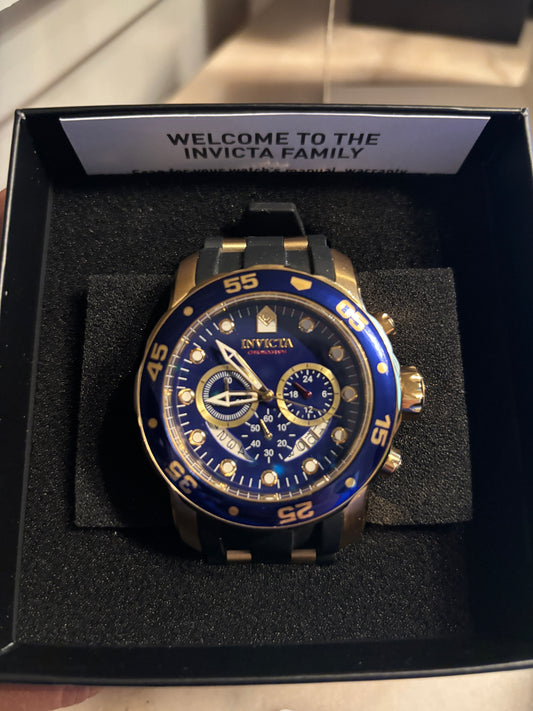 NEW - Invicta Navy & Gold Pro Diver