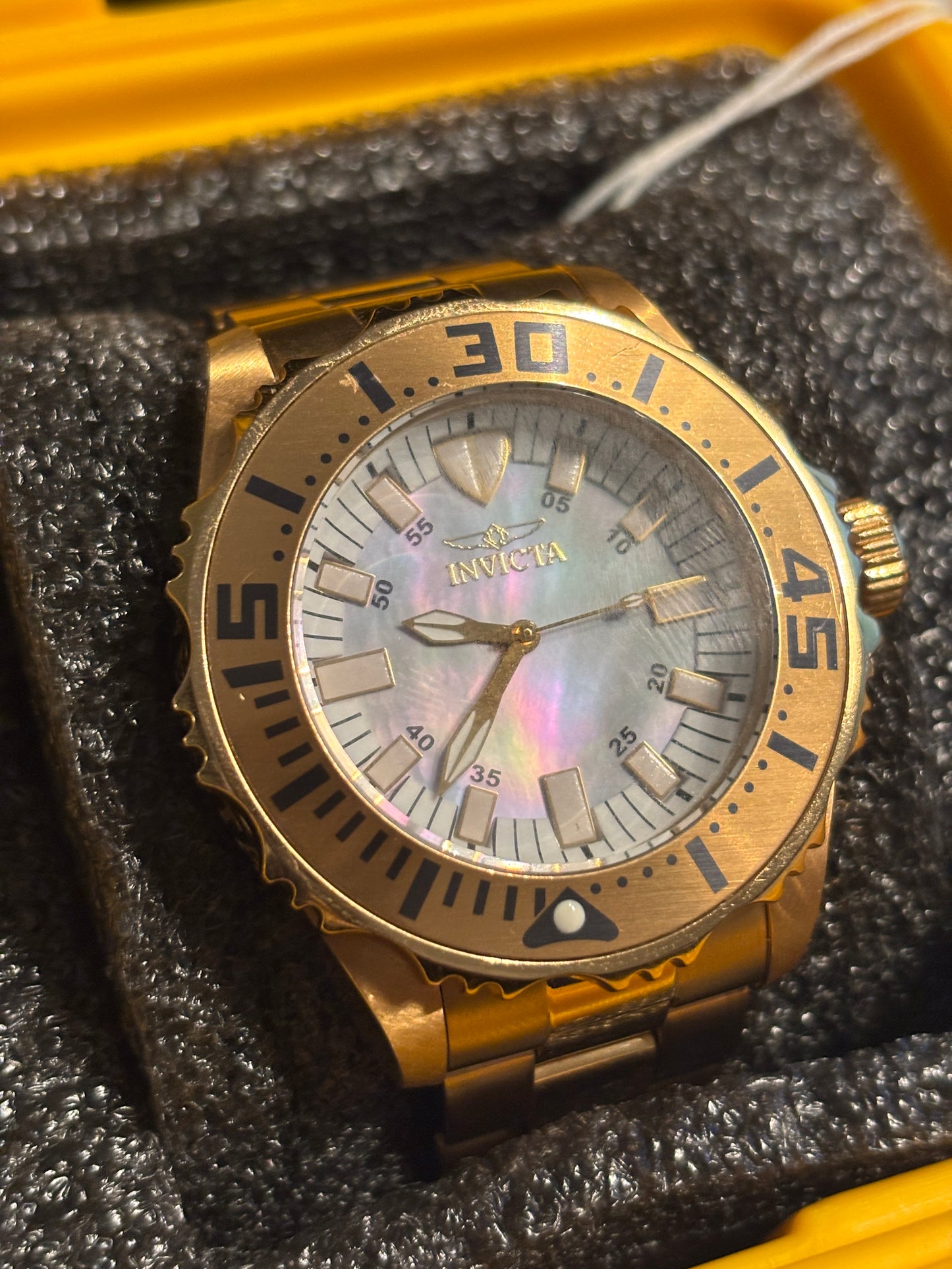 USED - Invicta Men's Gold + Mother of Pearl Watch