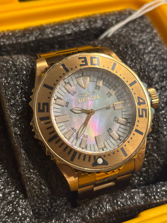 USED - Invicta Men's Gold + Mother of Pearl Watch