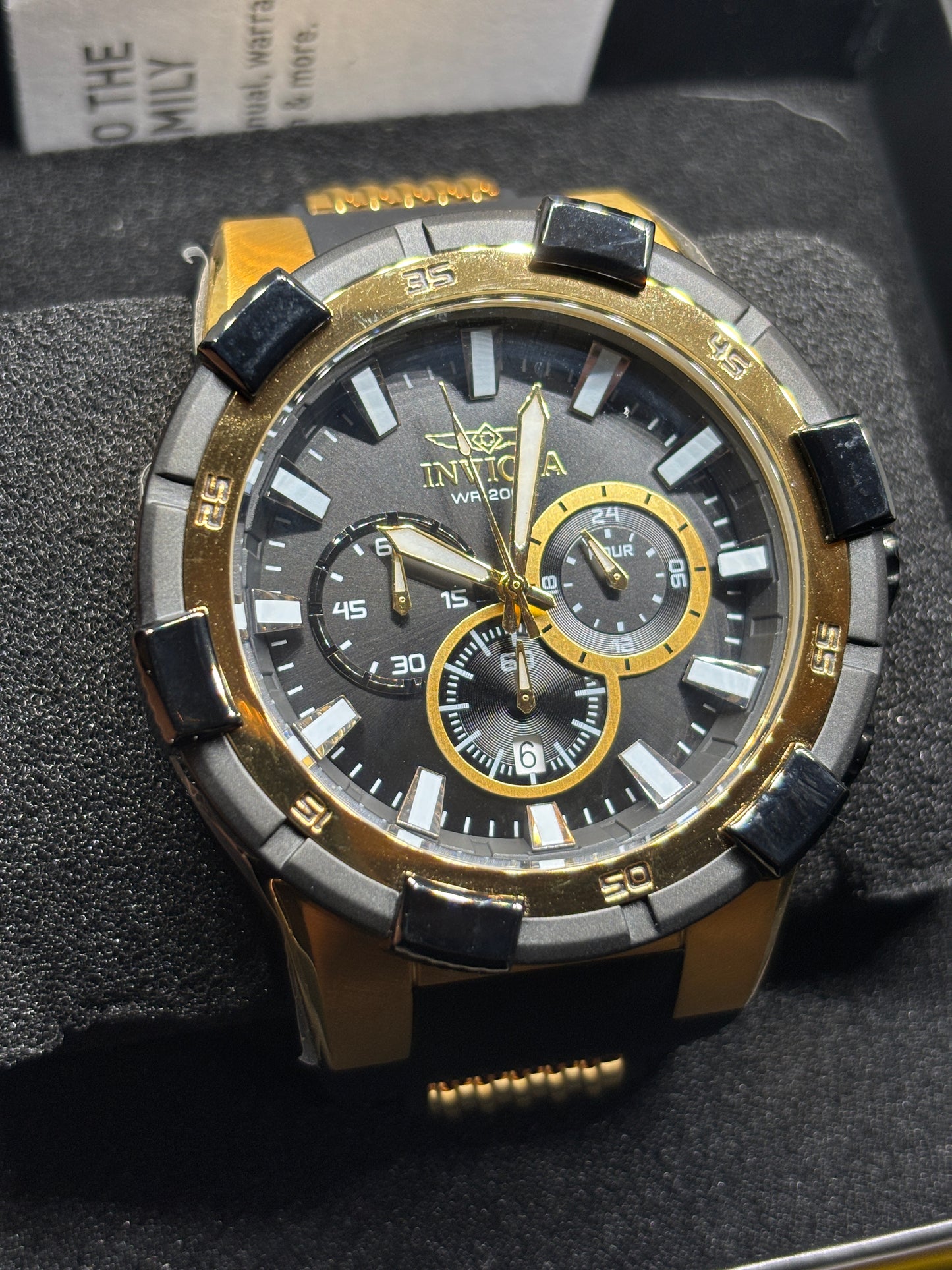 NEW - Invicta Black & Gold Watch