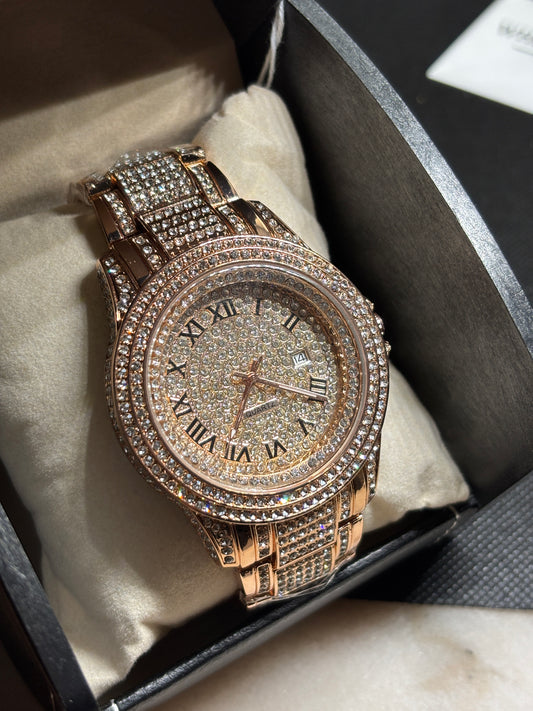 NEW - Unisex Rose Gold w/ Crystal Bezel Watch