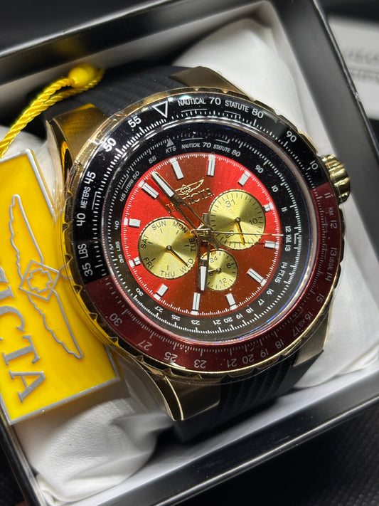 NEW - Invicta Men's Watch Maroon + Gold