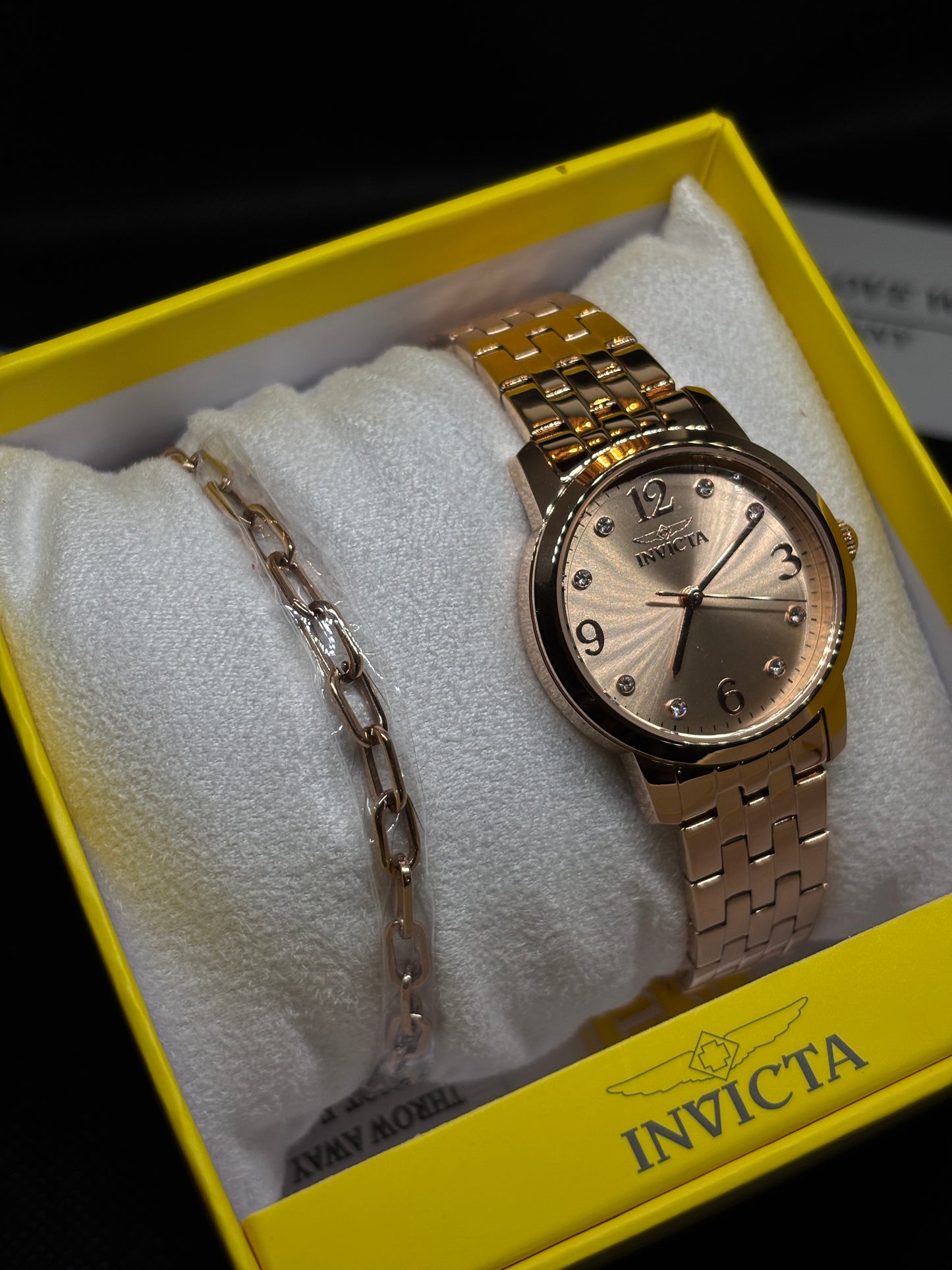 NEW - Invicta Ladies Rose Gold Watch + Chain