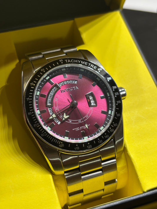 USED -  Invicta Day/Date Watch Maroon