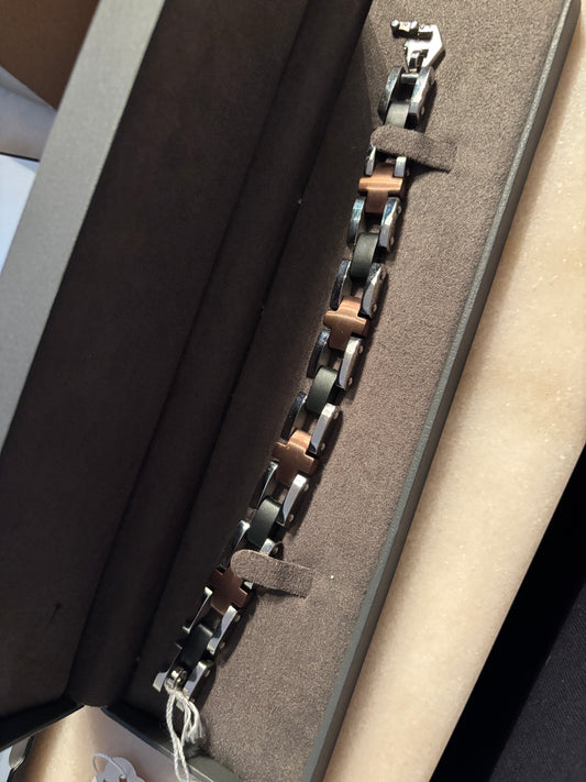 Chisel Men's Stainless Steel + Brown/Black Bracelet