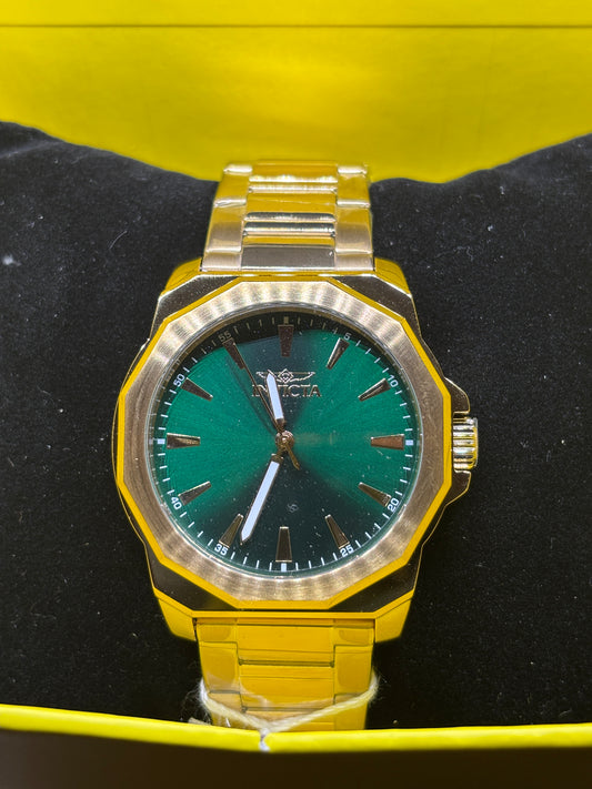 NEW - Green Invicta Speedway - Gold Band 42mm
