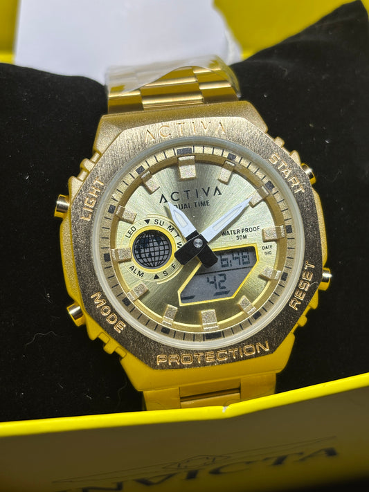 NEW - Invicta Activa X Gold Dual Time 45.5mm