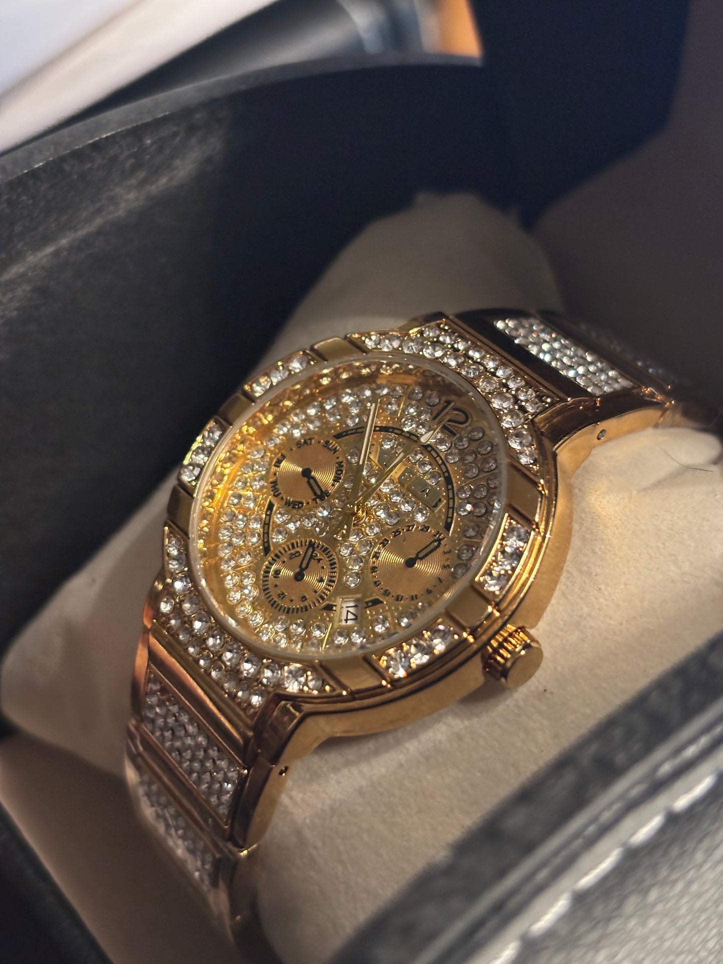 Iced Out Faux Chrono Watch