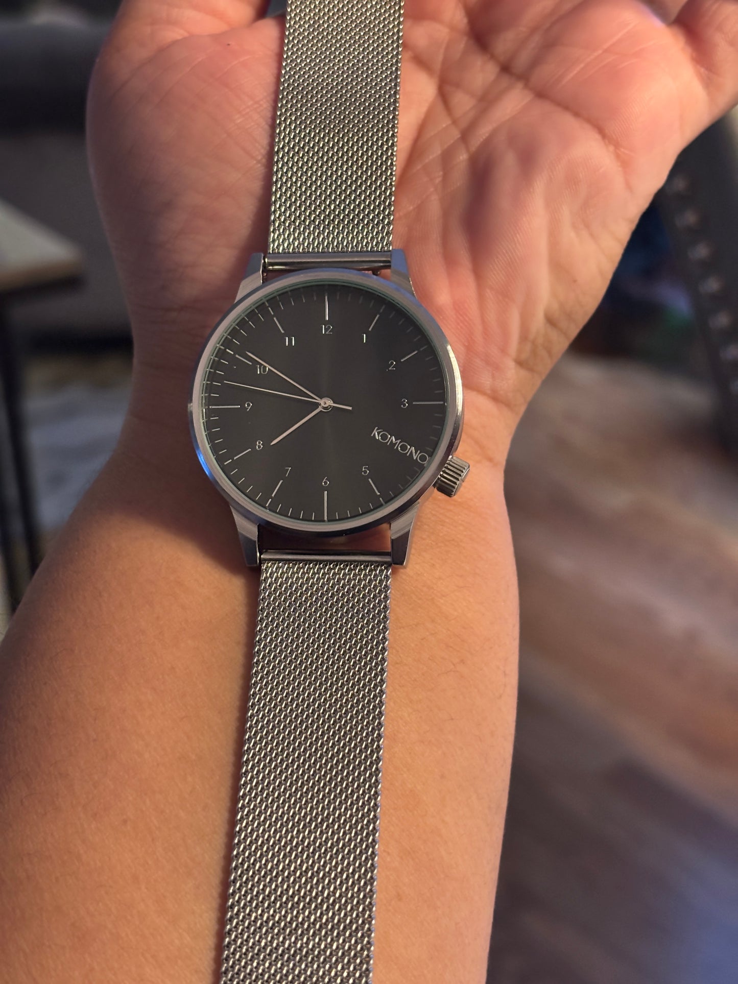 New KOMONO Silver + Black Watch