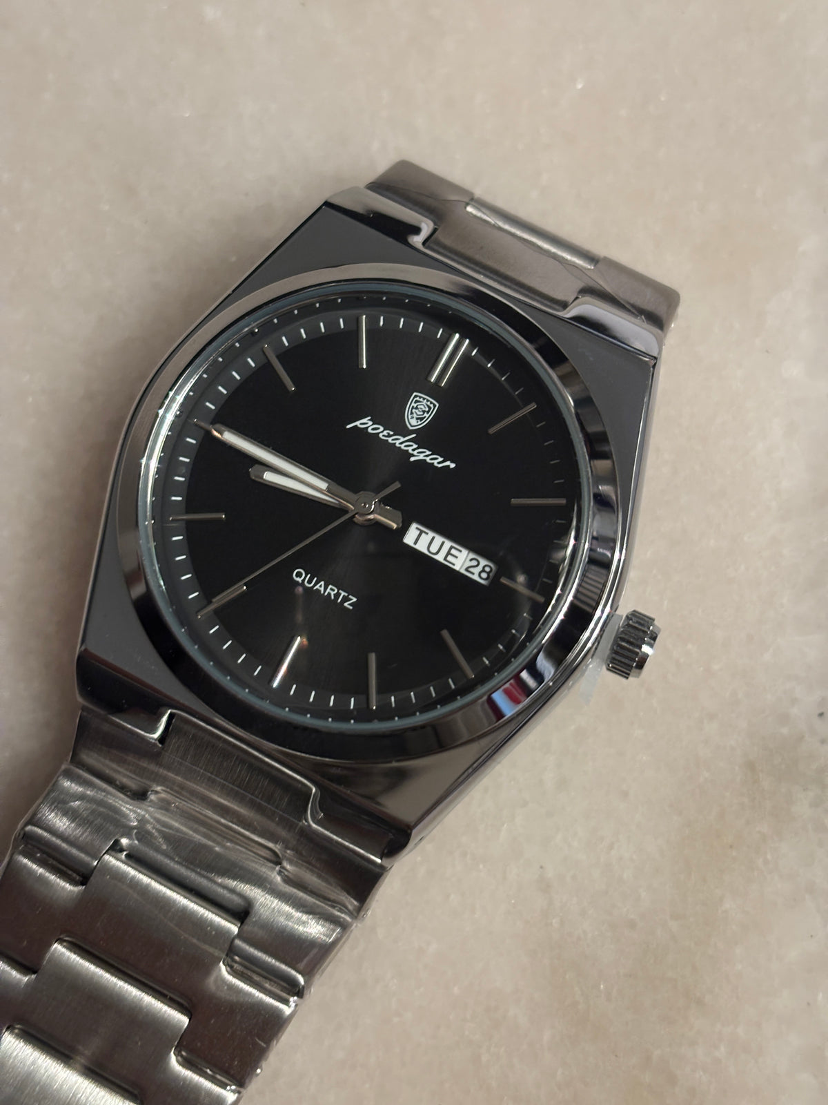 NEW Men's Poedagar Quartz w/ Stainless Steel Band - Black Dial