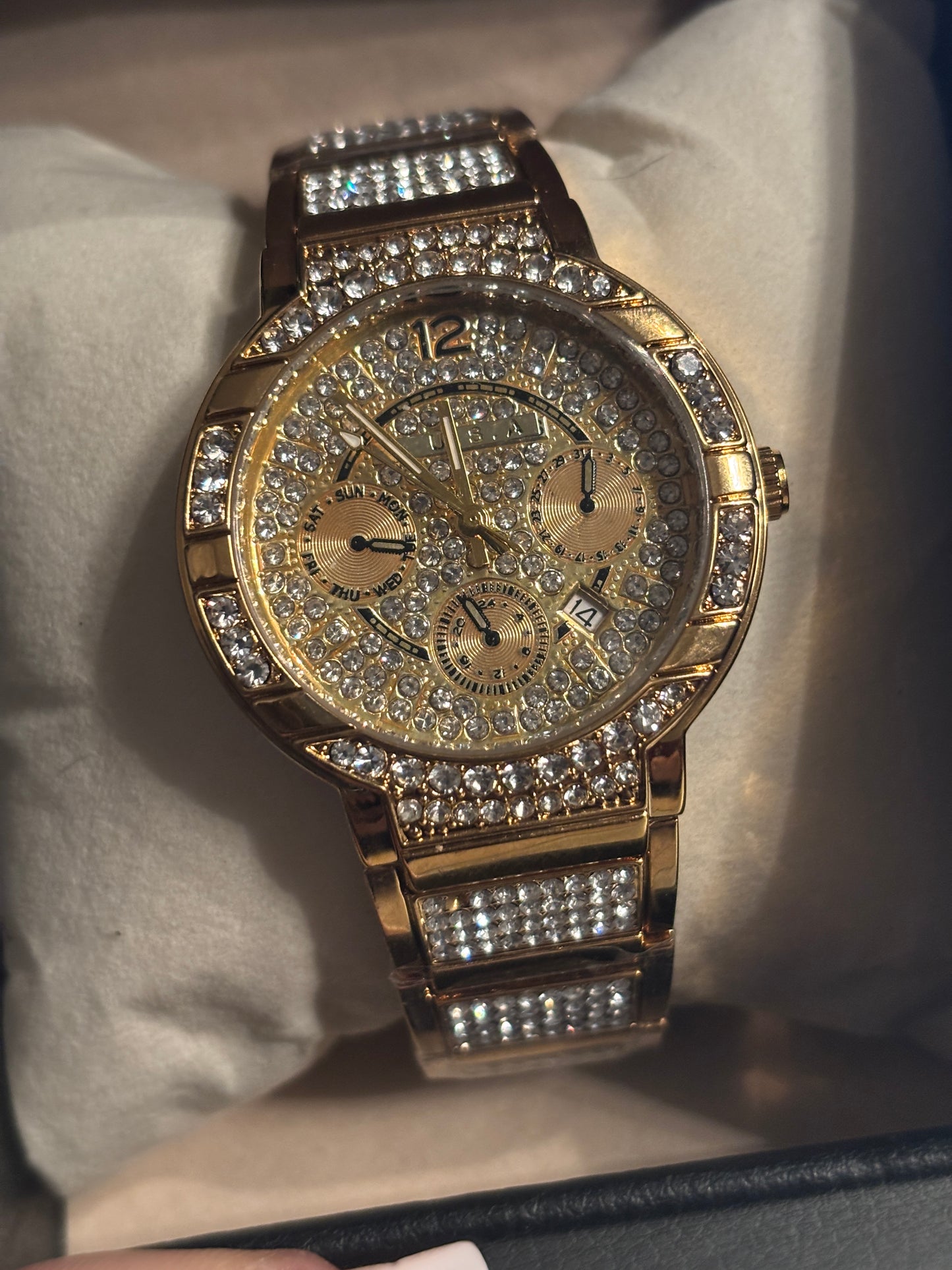 Iced Out Faux Chrono Watch