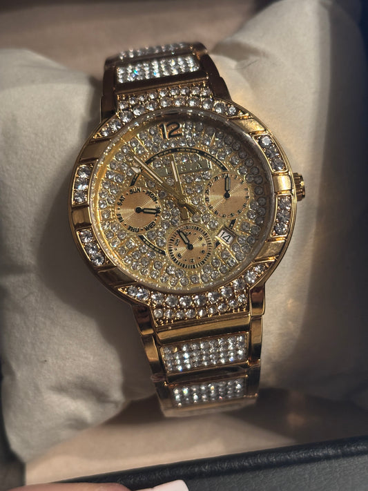Iced Out Faux Chrono Watch