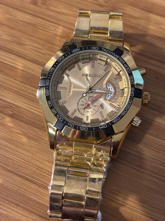 Men's Mreurio Gold Watch w/ Date Window