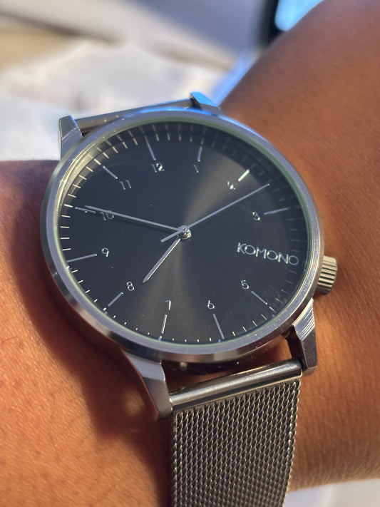 New KOMONO Silver + Black Watch