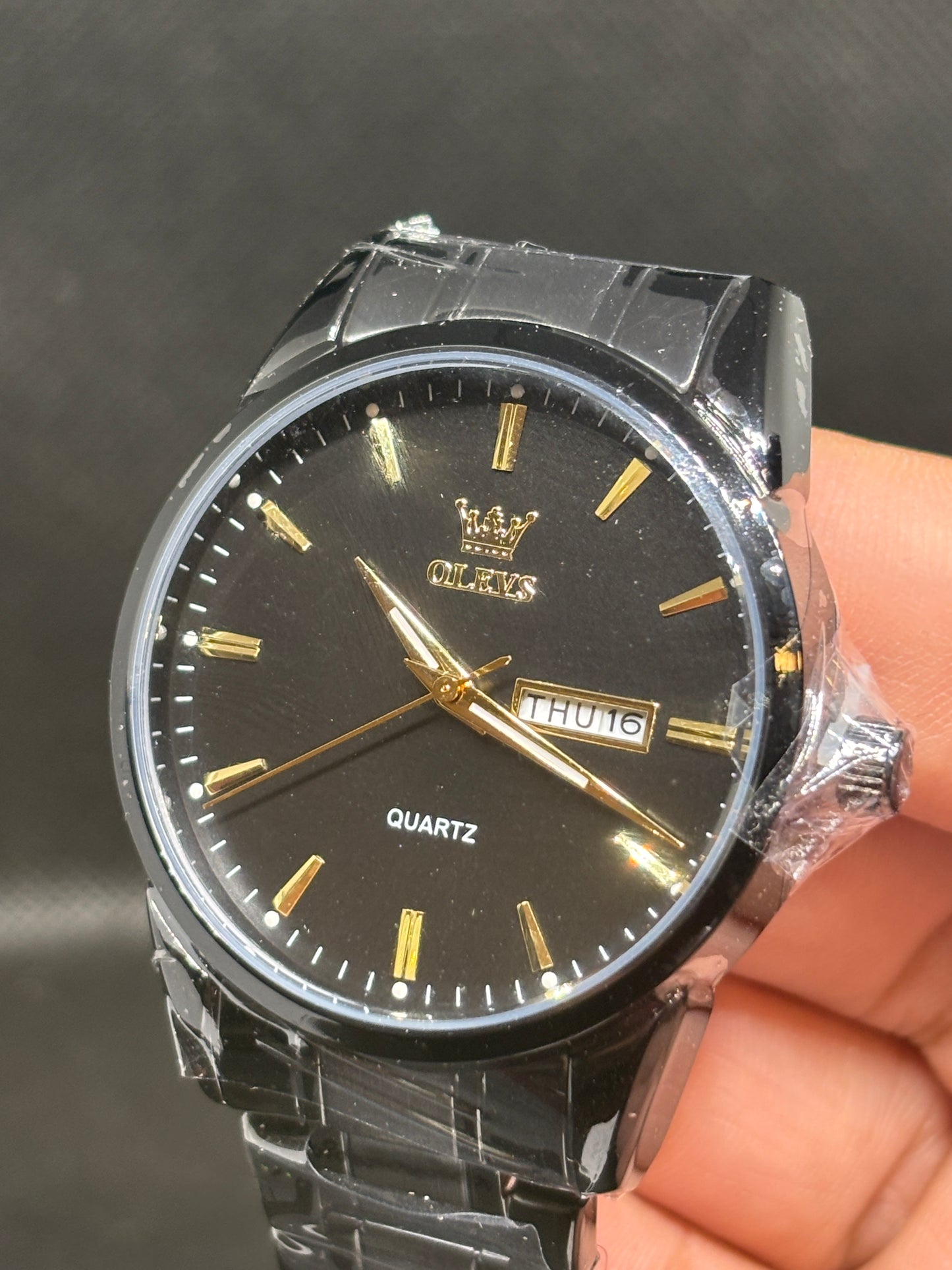 NEW OLEVS Black Day Date Watch