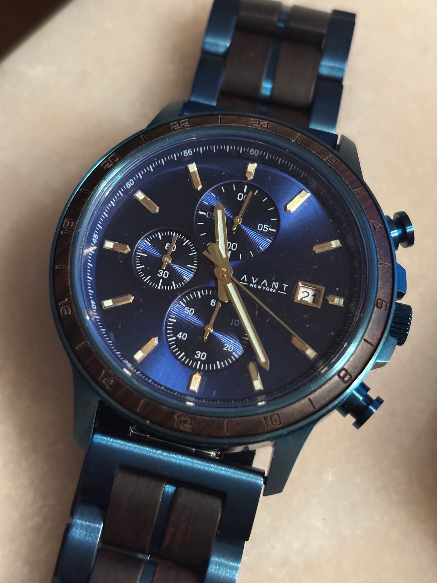 Avantwood Blue Imperial Chrono Watch - 45mm