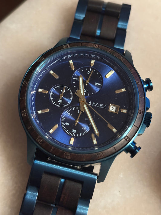Avantwood Blue Imperial Chrono Watch - 45mm