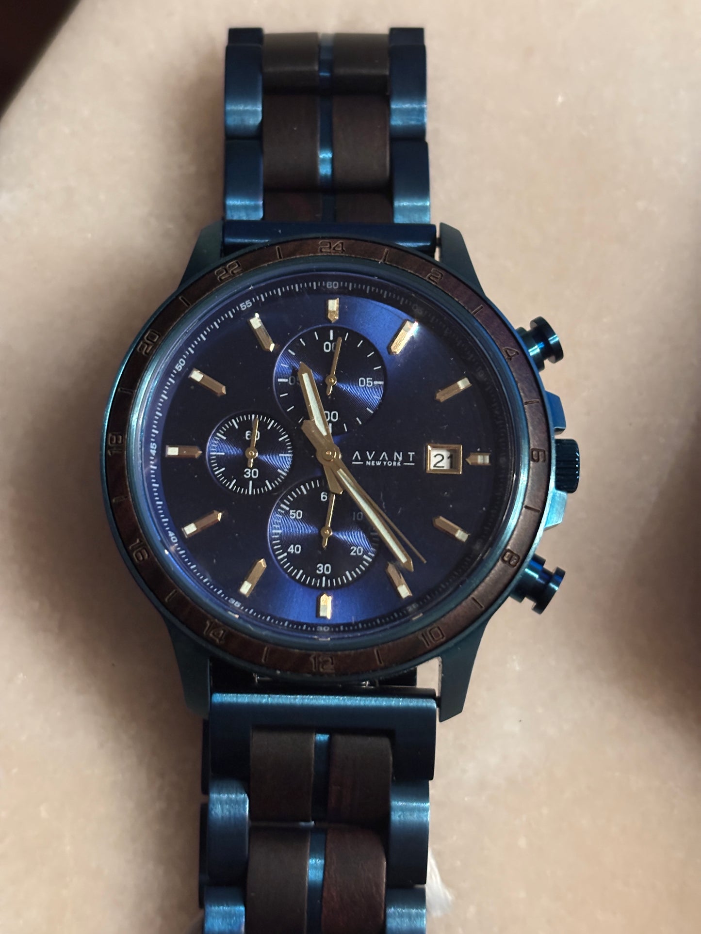Avantwood Blue Imperial Chrono Watch - 45mm