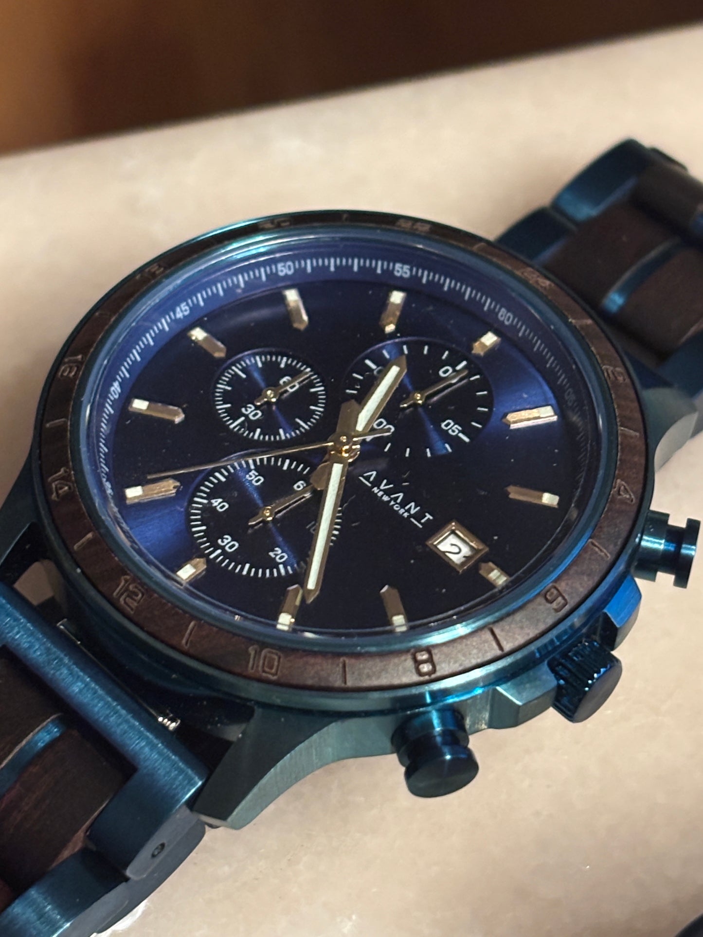 Avantwood Blue Imperial Chrono Watch - 45mm